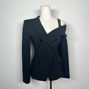 Landscape Black Fitted Blazer with One Shoulder Strap - Size 2